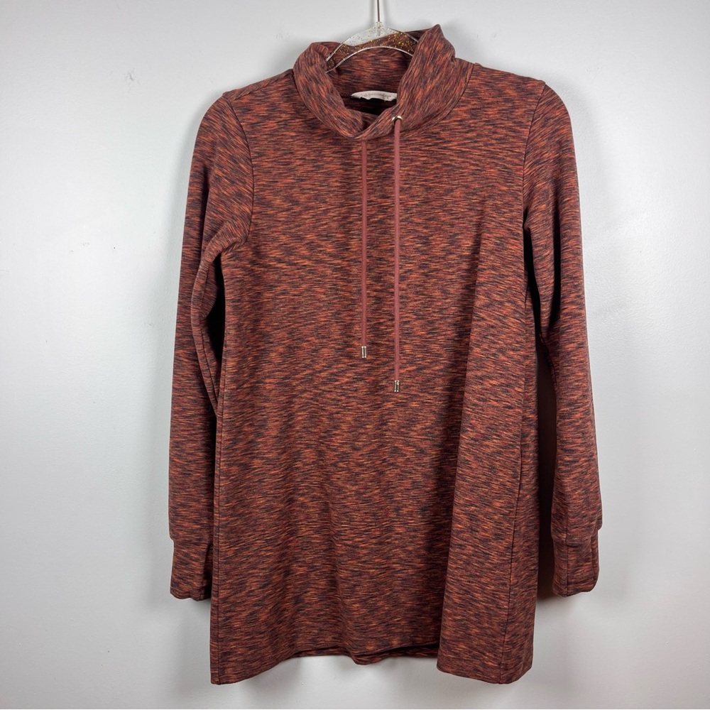 Soft Surroundings Brown Rust Space Dyed Mock Cowl Neck Pullover Sweater Size XS